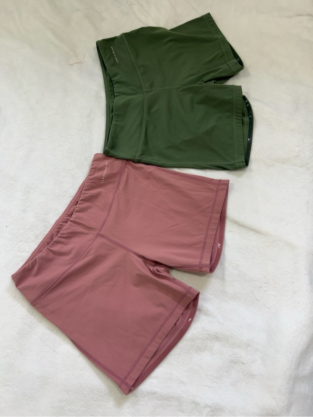 High-Rise Performance Shorts in Dusty Rose and Olive